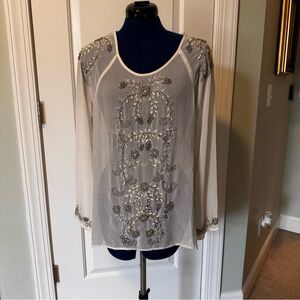 Embellished White Sheer Top